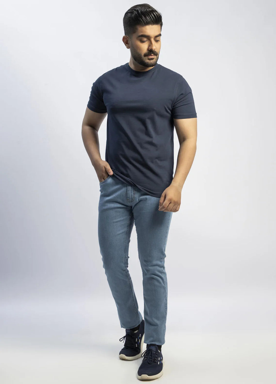 Lamorado Cotton Casual Men T-Shirt - Navy Spandex