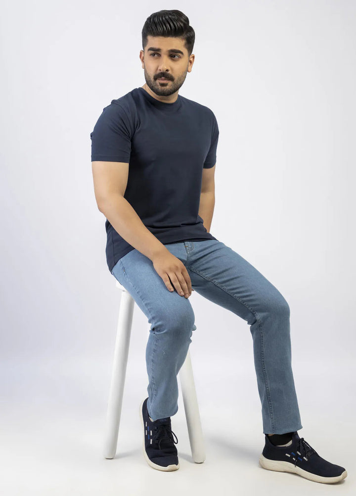 Lamorado Cotton Casual Men T-Shirt - Navy Spandex