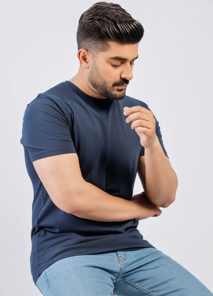 Lamorado Cotton Casual Men T-Shirt - Navy Spandex
