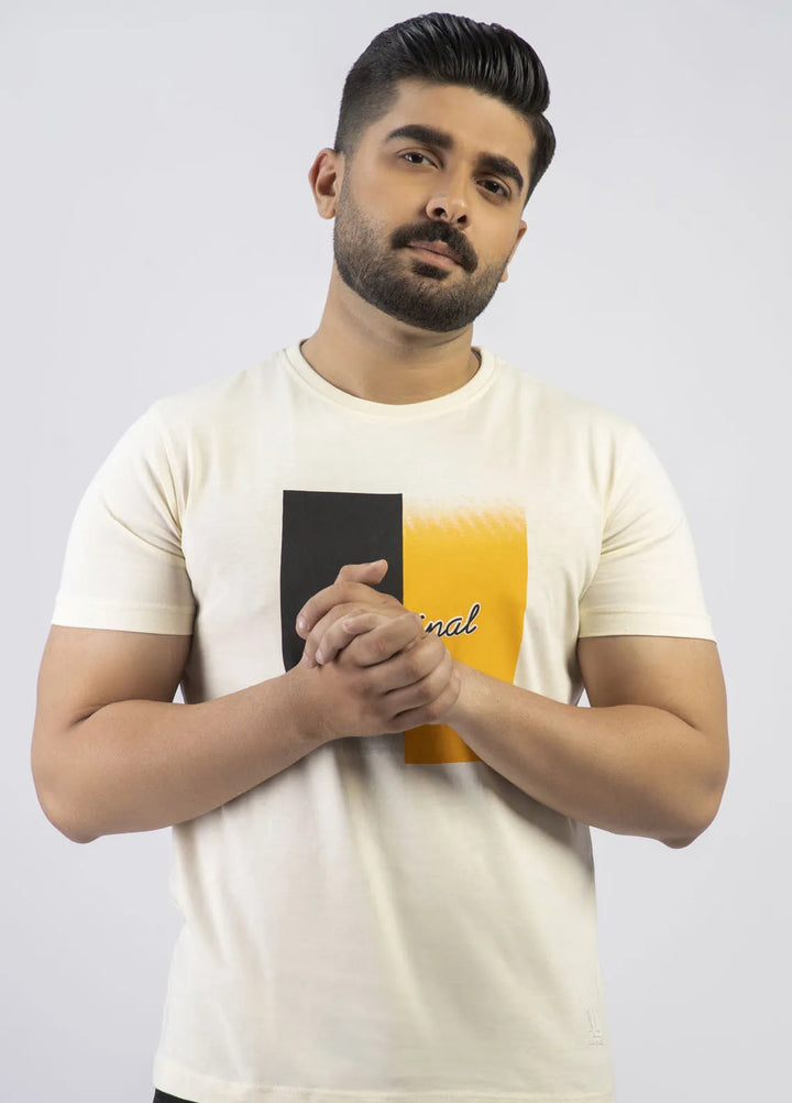 Lamorado Cotton Casual Men T-Shirt - Off White Graphic