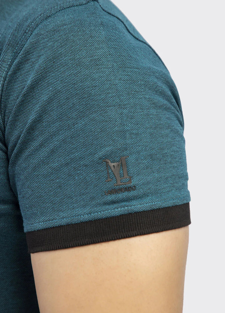 Lamorado Cotton Casual Men T-Shirt - Teal Yarn Dyed Polo Basic