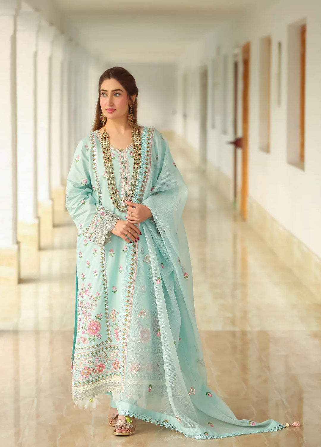 Lamorado Embroidered Cotton Net Suits Unstitched 3 Piece LMD25UF LWSU-25FE304 - Festive Collection