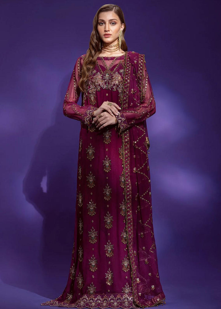 Lamour By Emaan Adeel Embroidered Chiffon Suits Unstitched 3 Piece EA22L LR-01 - Luxury Collection