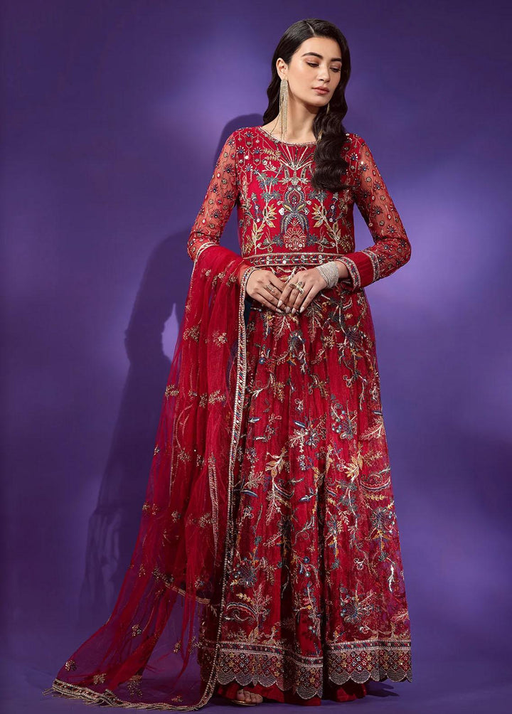 Lamour By Emaan Adeel Embroidered Net Suits Unstitched 3 Piece EA22L LR-02 - Luxury Collection
