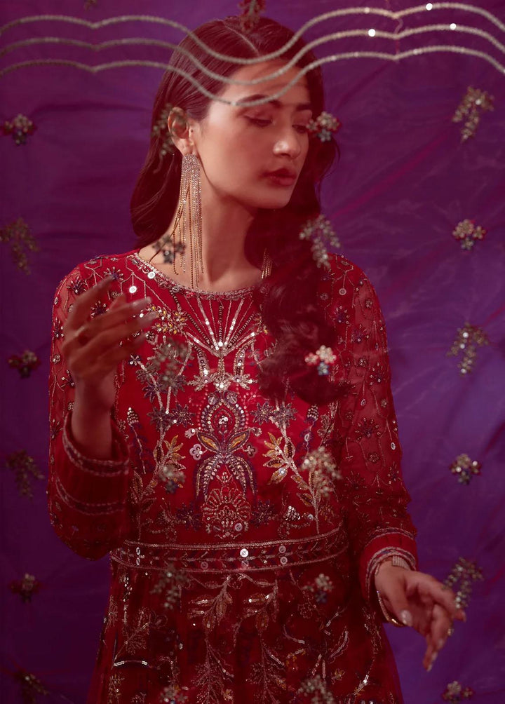Lamour By Emaan Adeel Embroidered Net Suits Unstitched 3 Piece EA22L LR-02 - Luxury Collection