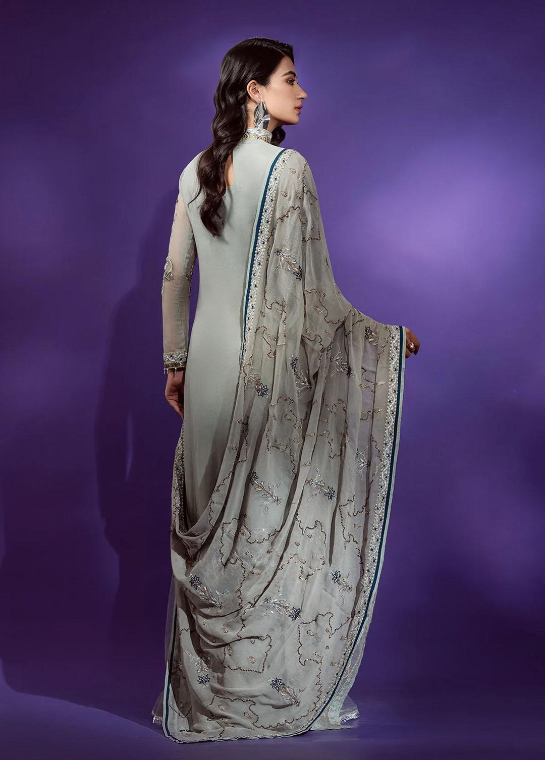 Lamour By Emaan Adeel Embroidered Chiffon Suits Unstitched 3 Piece EA22L LR-03 - Luxury Collection