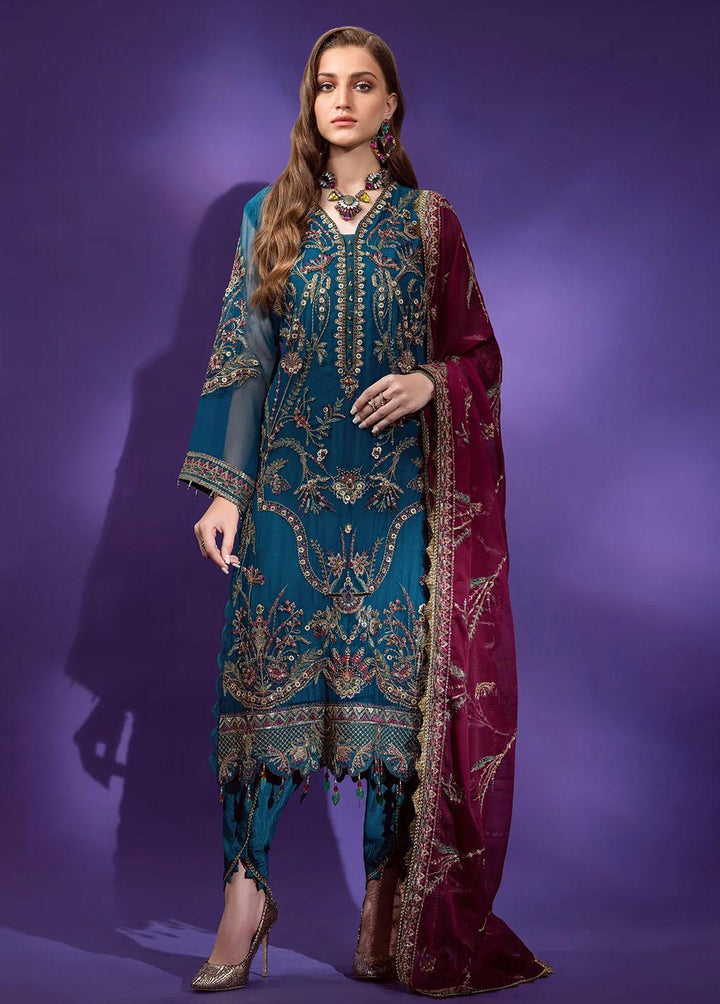 Lamour By Emaan Adeel Embroidered Chiffon Suits Unstitched 3 Piece EA22L LR-04 - Luxury Collection