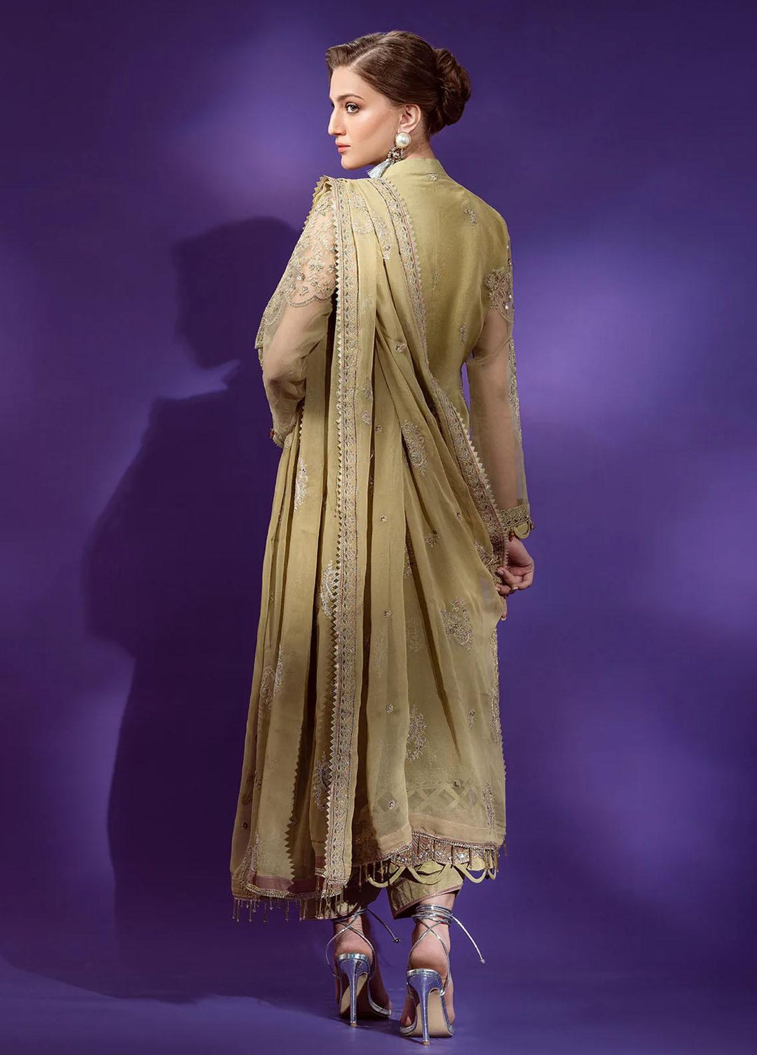 Lamour By Emaan Adeel Embroidered Chiffon Suits Unstitched 3 Piece EA22L LR-08 - Luxury Collection