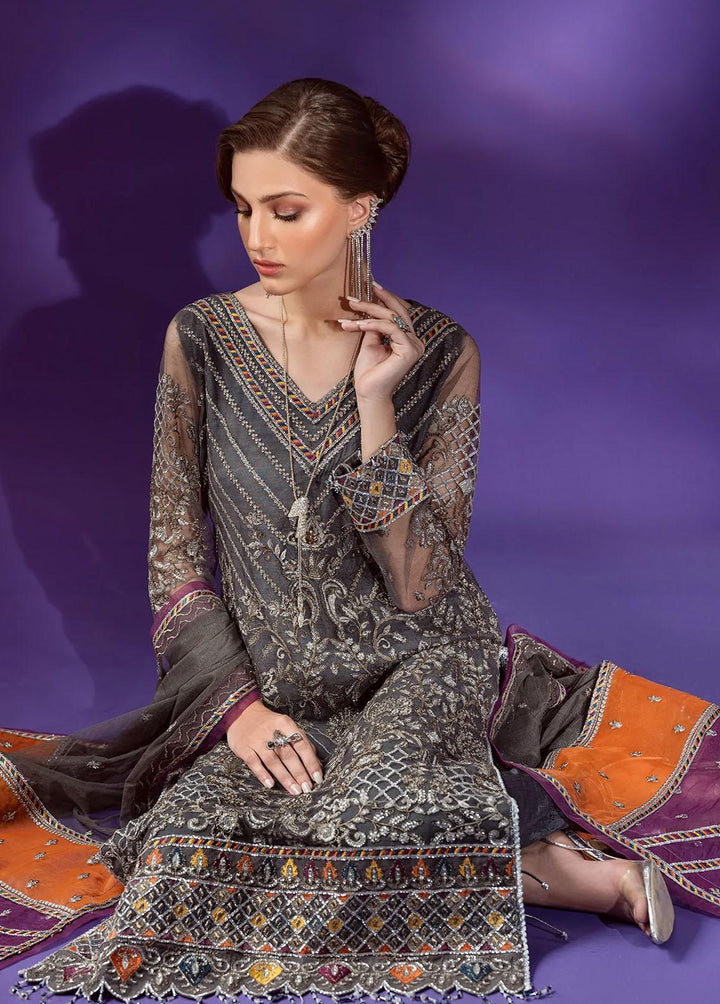 Lamour By Emaan Adeel Embroidered Net Suits Unstitched 3 Piece EA22L LR-09 - Luxury Collection