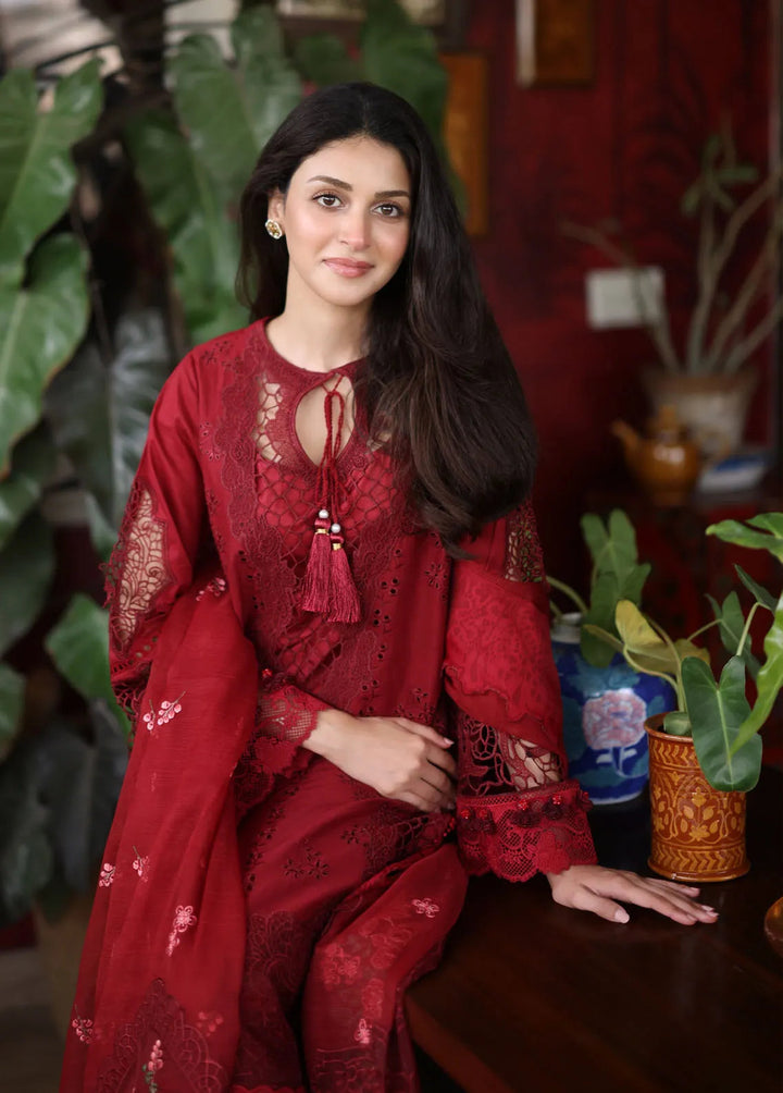Lamour by Saad Shaikh Embroidered Lawn Suit Unstitched 3 Piece SSK24L Rose  - Summer Collection