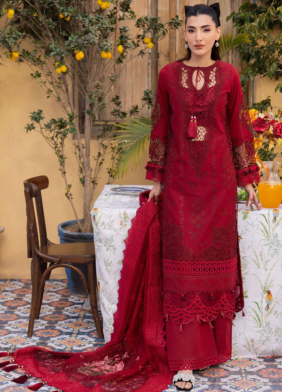 Lamour by Saad Shaikh Embroidered Lawn Suit Unstitched 3 Piece SSK24L Rose  - Summer Collection