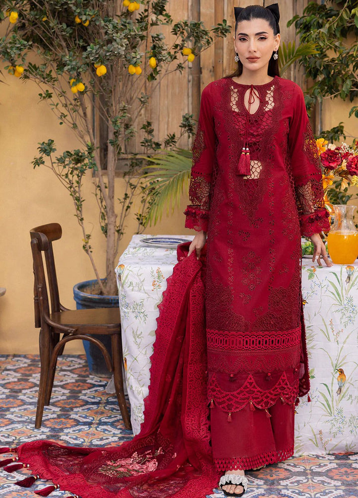 Lamour by Saad Shaikh Embroidered Lawn Suit Unstitched 3 Piece SSK24L Rose  - Summer Collection