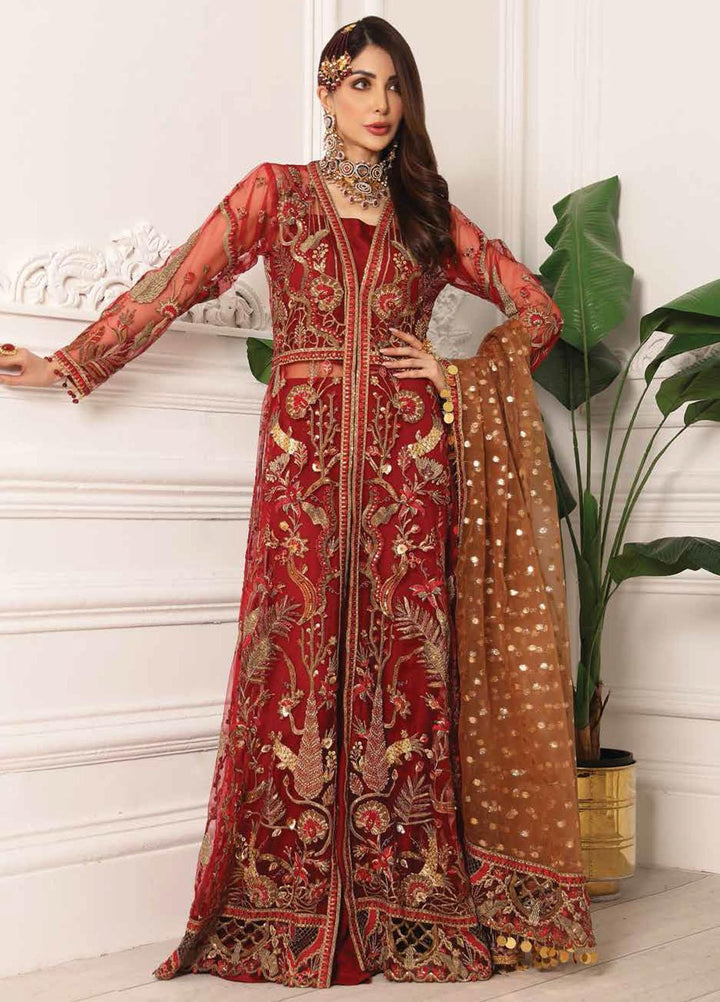 Lamour by Emaan Adeel Embroidered Net Suits Unstitched 3 Piece EA21LC LR-01 - Luxury Collection