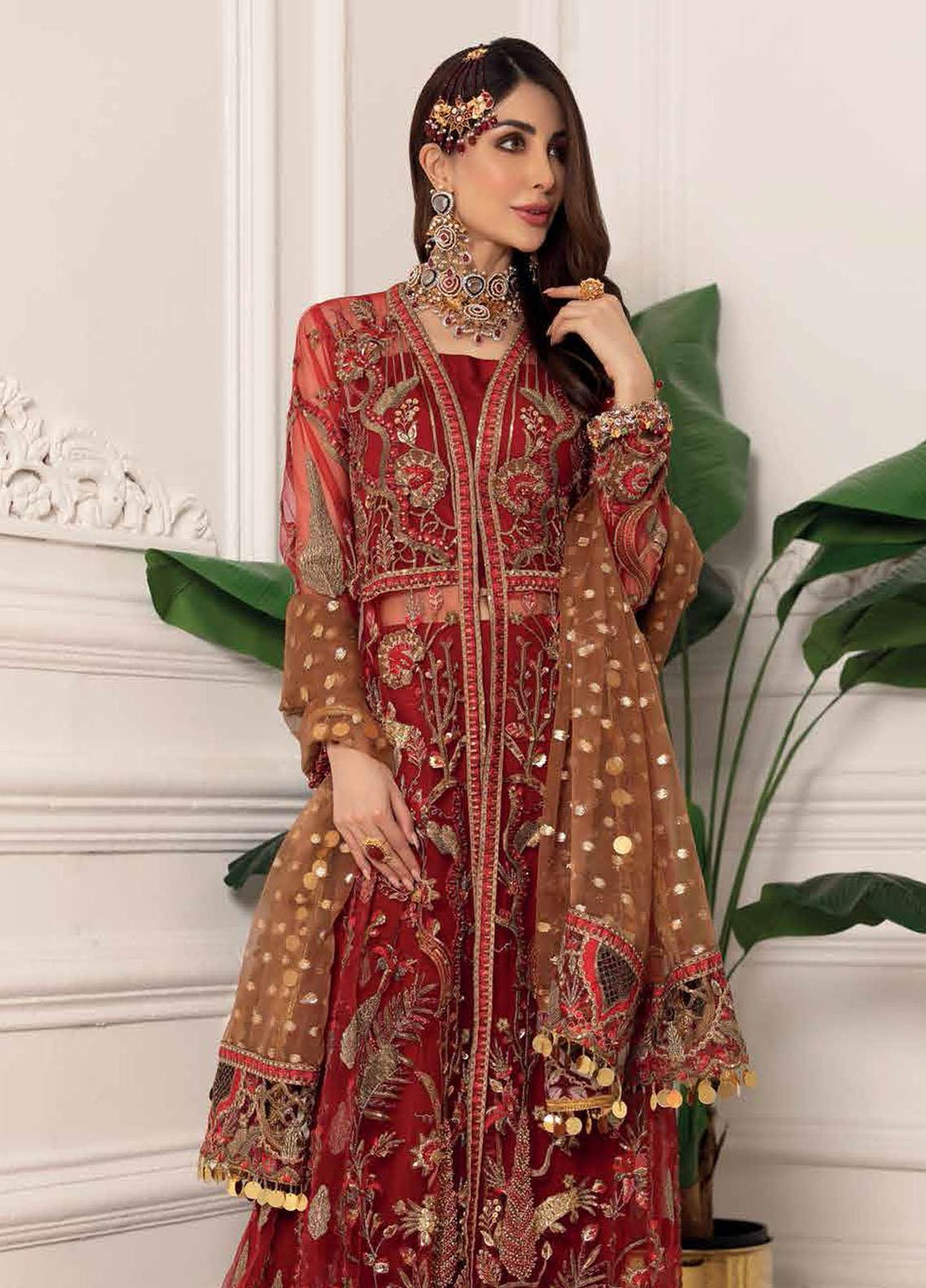 Lamour by Emaan Adeel Embroidered Net Suits Unstitched 3 Piece EA21LC LR-01 - Luxury Collection