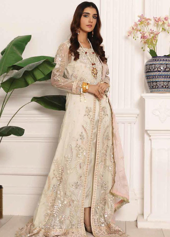 Lamour by Emaan Adeel Embroidered Net Suits Unstitched 3 Piece EA21LC LR-02 - Luxury Collection