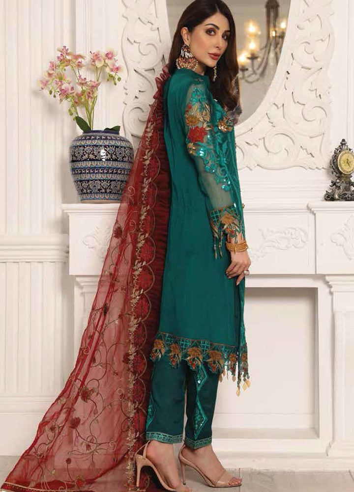 Lamour by Emaan Adeel Embroidered Chiffon Suits Unstitched 3 Piece EA21LC LR-03 - Luxury Collection