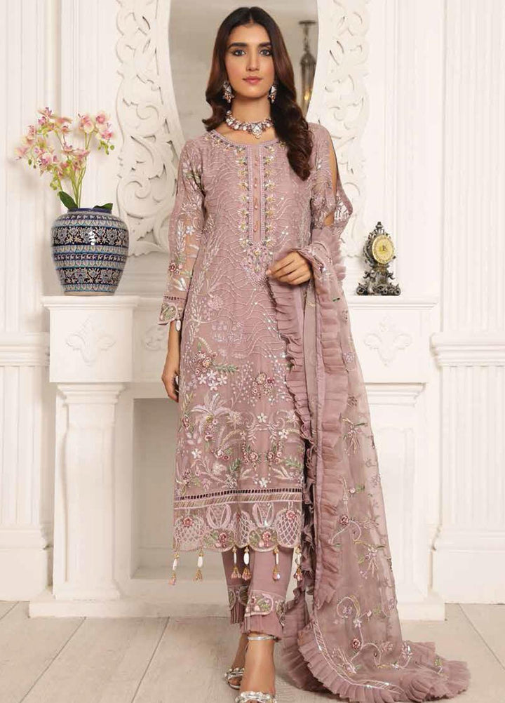 Lamour by Emaan Adeel Embroidered Chiffon Suits Unstitched 3 Piece EA21LC LR-04 - Luxury Collection