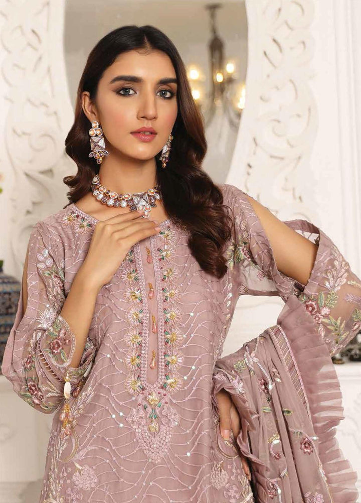 Lamour by Emaan Adeel Embroidered Chiffon Suits Unstitched 3 Piece EA21LC LR-04 - Luxury Collection