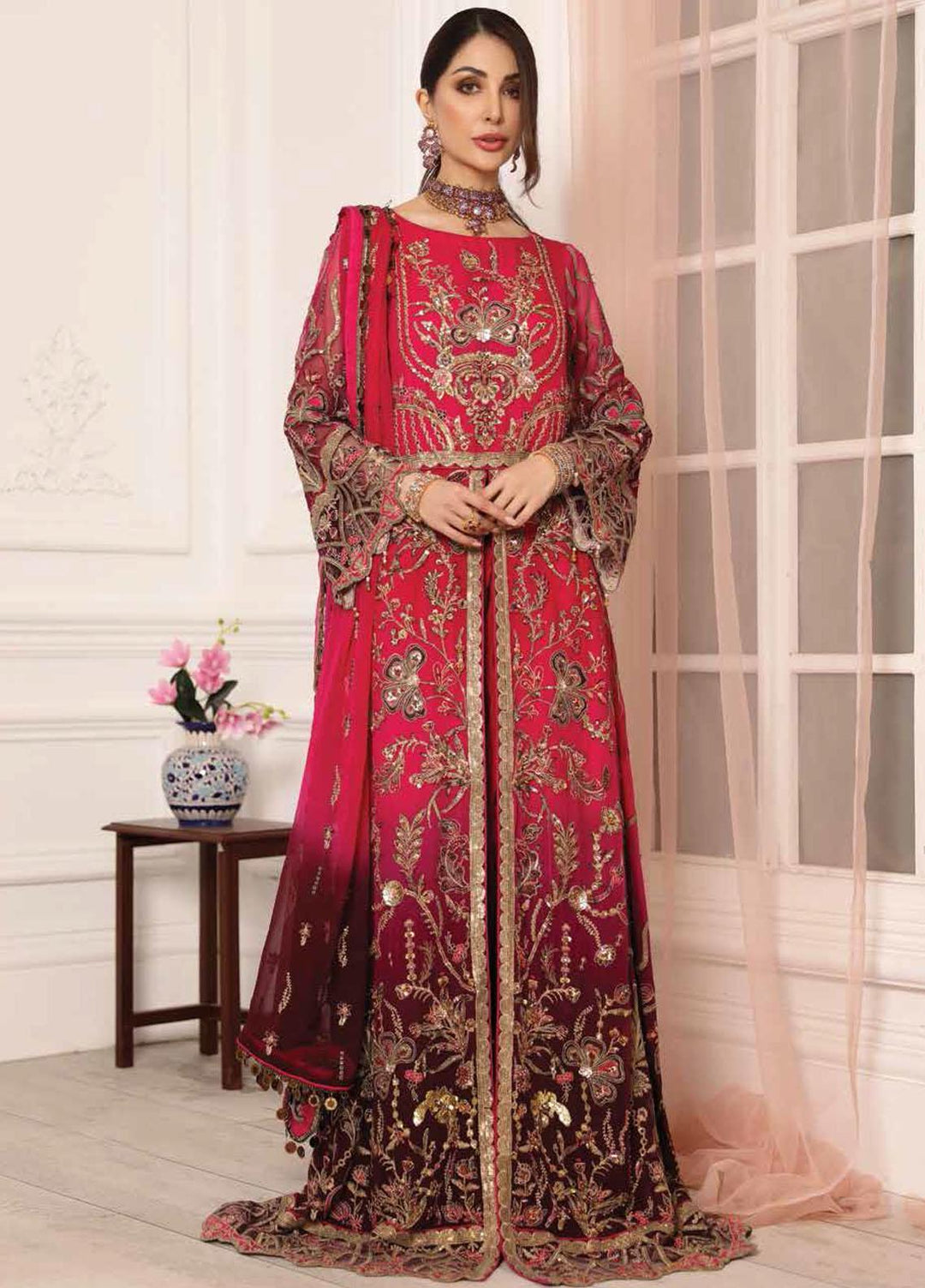 Lamour by Emaan Adeel Embroidered Chiffon Suits Unstitched 3 Piece EA21LC LR-05 - Luxury Collection