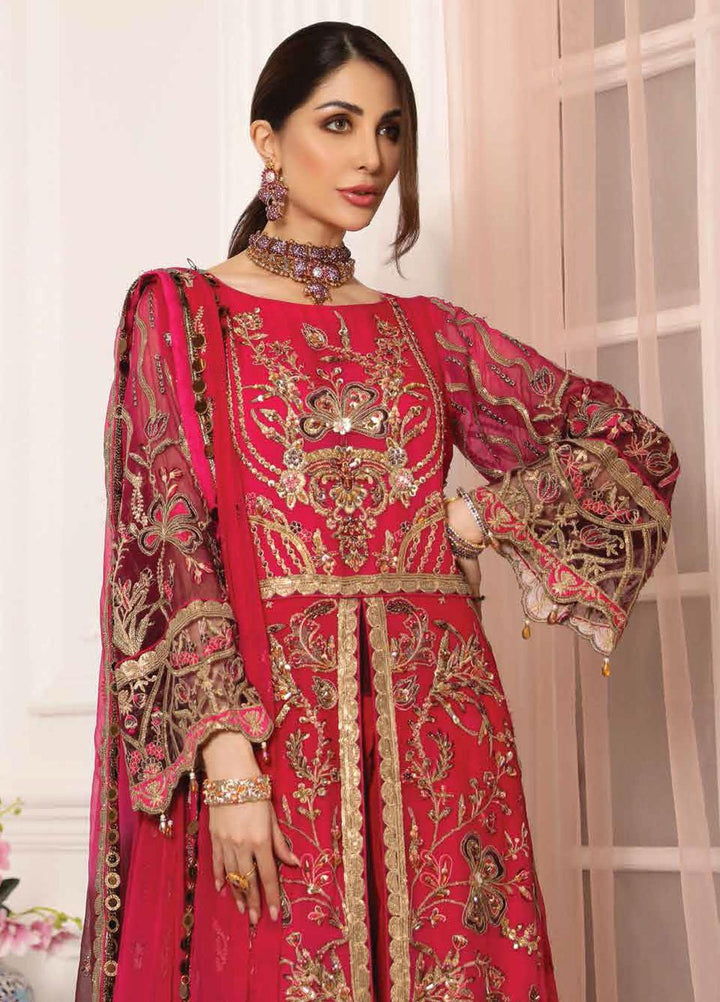 Lamour by Emaan Adeel Embroidered Chiffon Suits Unstitched 3 Piece EA21LC LR-05 - Luxury Collection