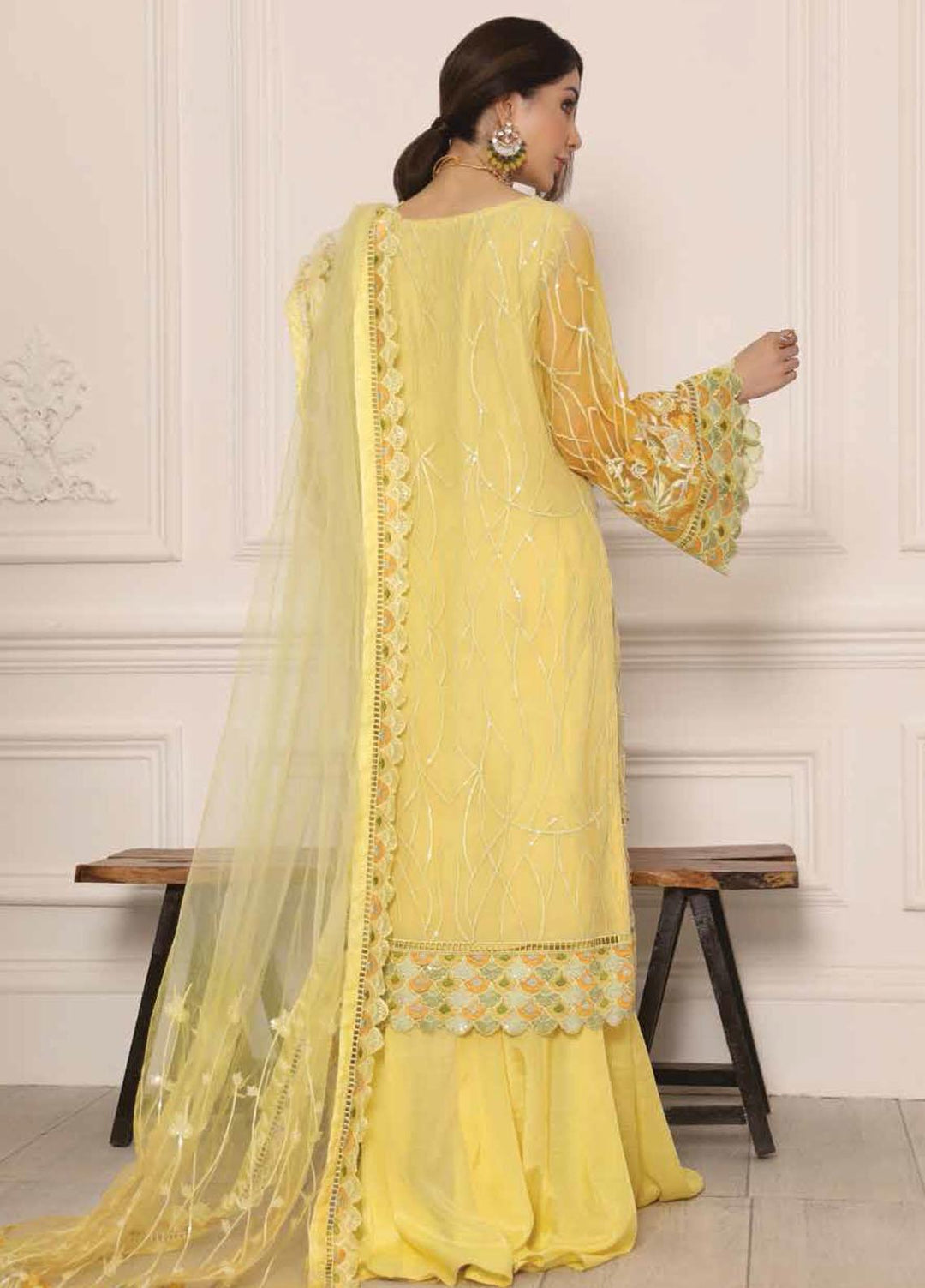 Lamour by Emaan Adeel Embroidered Chiffon Suits Unstitched 3 Piece EA21LC LR-07 - Luxury Collection