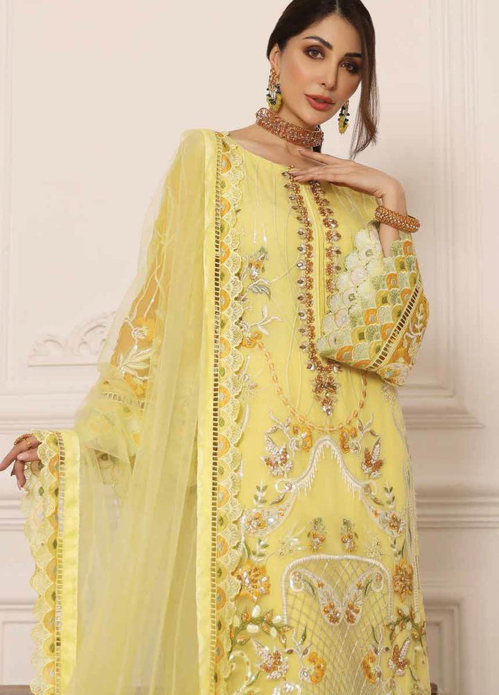 Lamour by Emaan Adeel Embroidered Chiffon Suits Unstitched 3 Piece EA21LC LR-07 - Luxury Collection