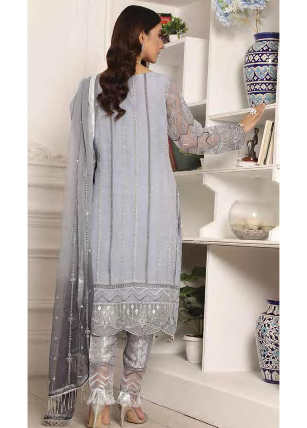 Lamour by Emaan Adeel Embroidered Organza Suits Unstitched 3 Piece EA21LC LR-08 - Luxury Collection