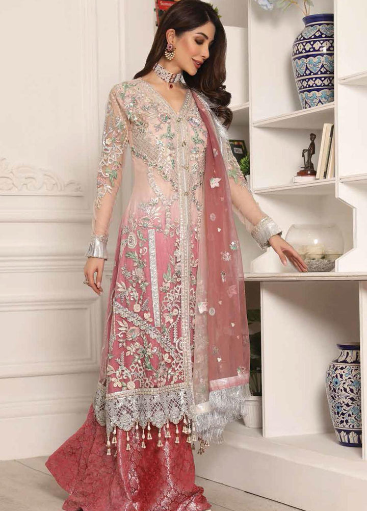 Lamour by Emaan Adeel Embroidered Net Suits Unstitched 3 Piece EA21LC LR-09 - Luxury Collection