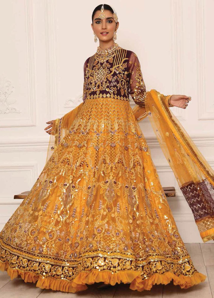 Lamour by Emaan Adeel Embroidered Net Suits Unstitched 3 Piece EA21LC LR-10 - Luxury Collection