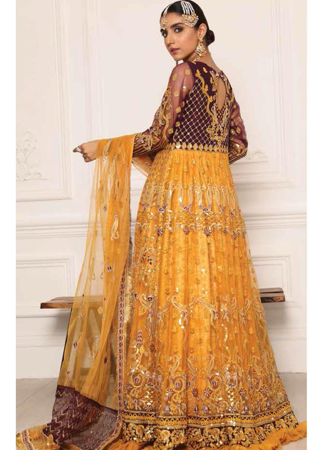 Lamour by Emaan Adeel Embroidered Net Suits Unstitched 3 Piece EA21LC LR-10 - Luxury Collection
