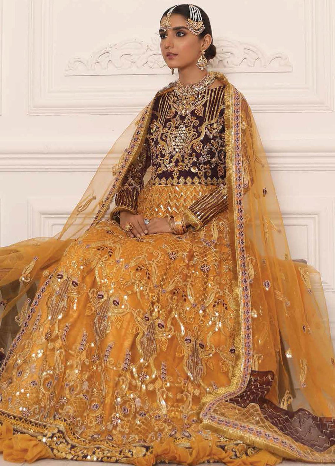 Lamour by Emaan Adeel Embroidered Net Suits Unstitched 3 Piece EA21LC LR-10 - Luxury Collection