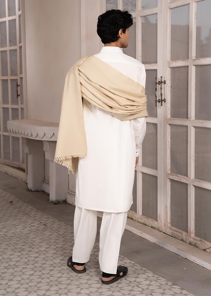 Muraqsh Ready To Wear Solids Wool Men Beige Wool Shawl ABD-BDTD - Winter Collection