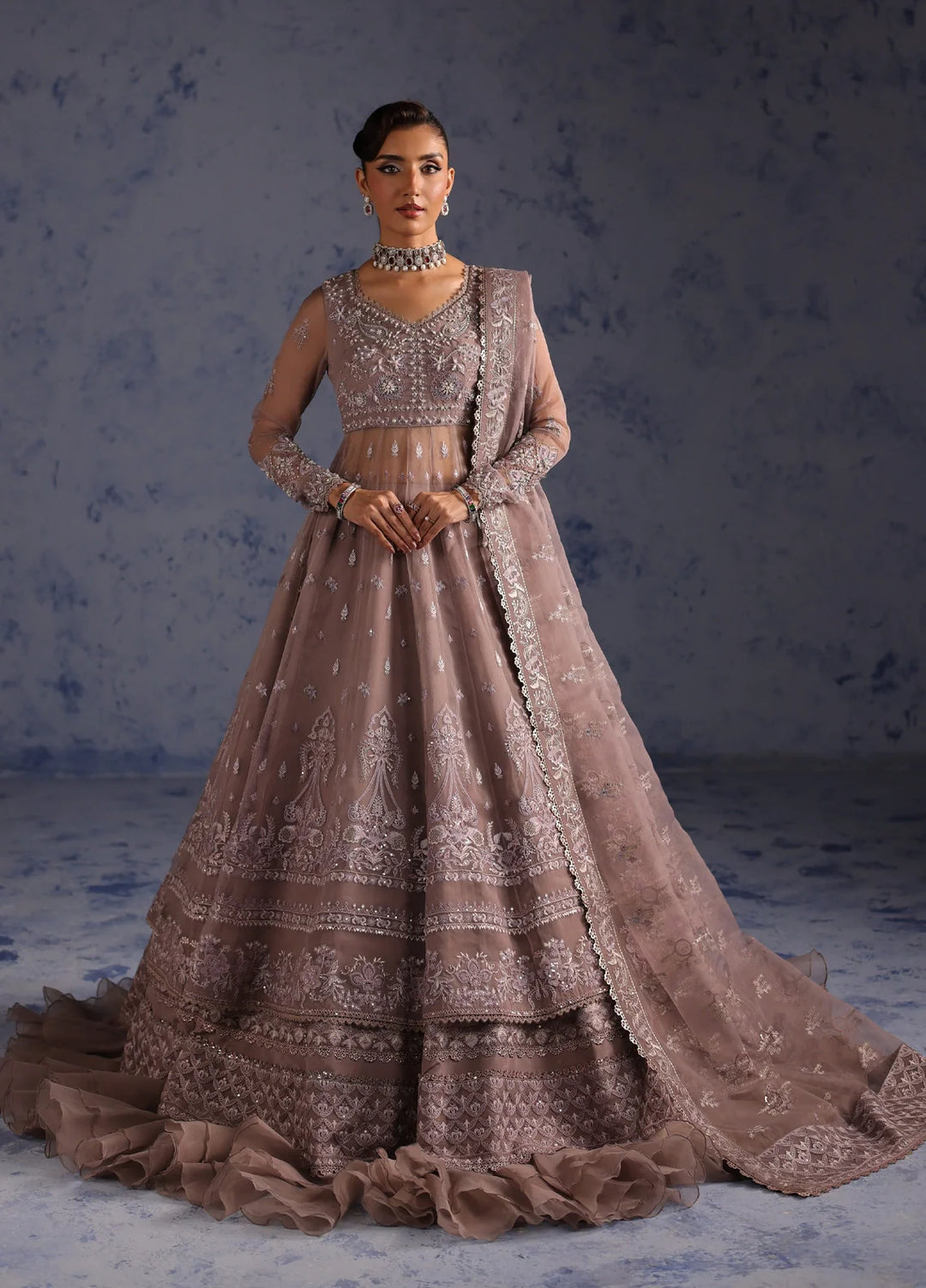 Amoris by Imran Ramzan Embroidered Organza 3 Piece Suit Lavande Precieus - Wedding Collection