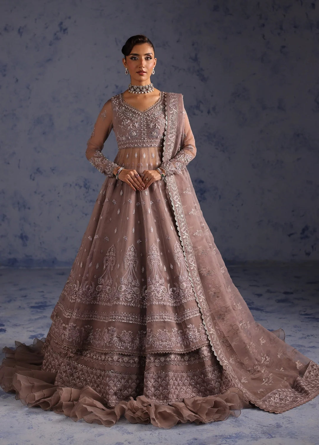 Amoris by Imran Ramzan Embroidered Organza 3 Piece Suit Lavande Precieus - Wedding Collection