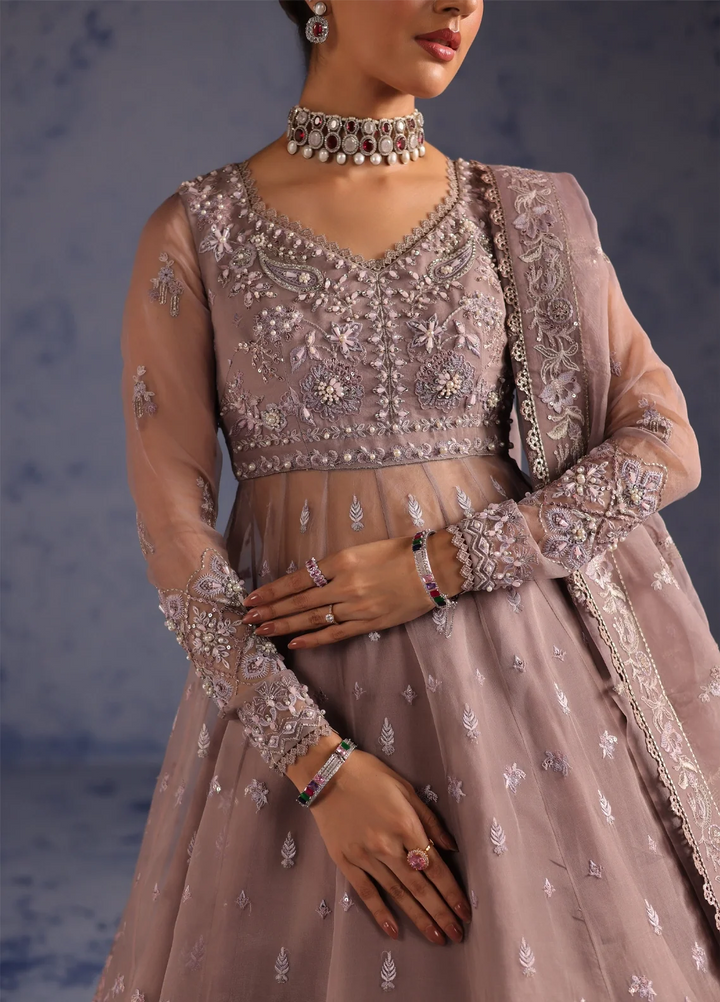 Amoris by Imran Ramzan Embroidered Organza 3 Piece Suit Lavande Precieus - Wedding Collection
