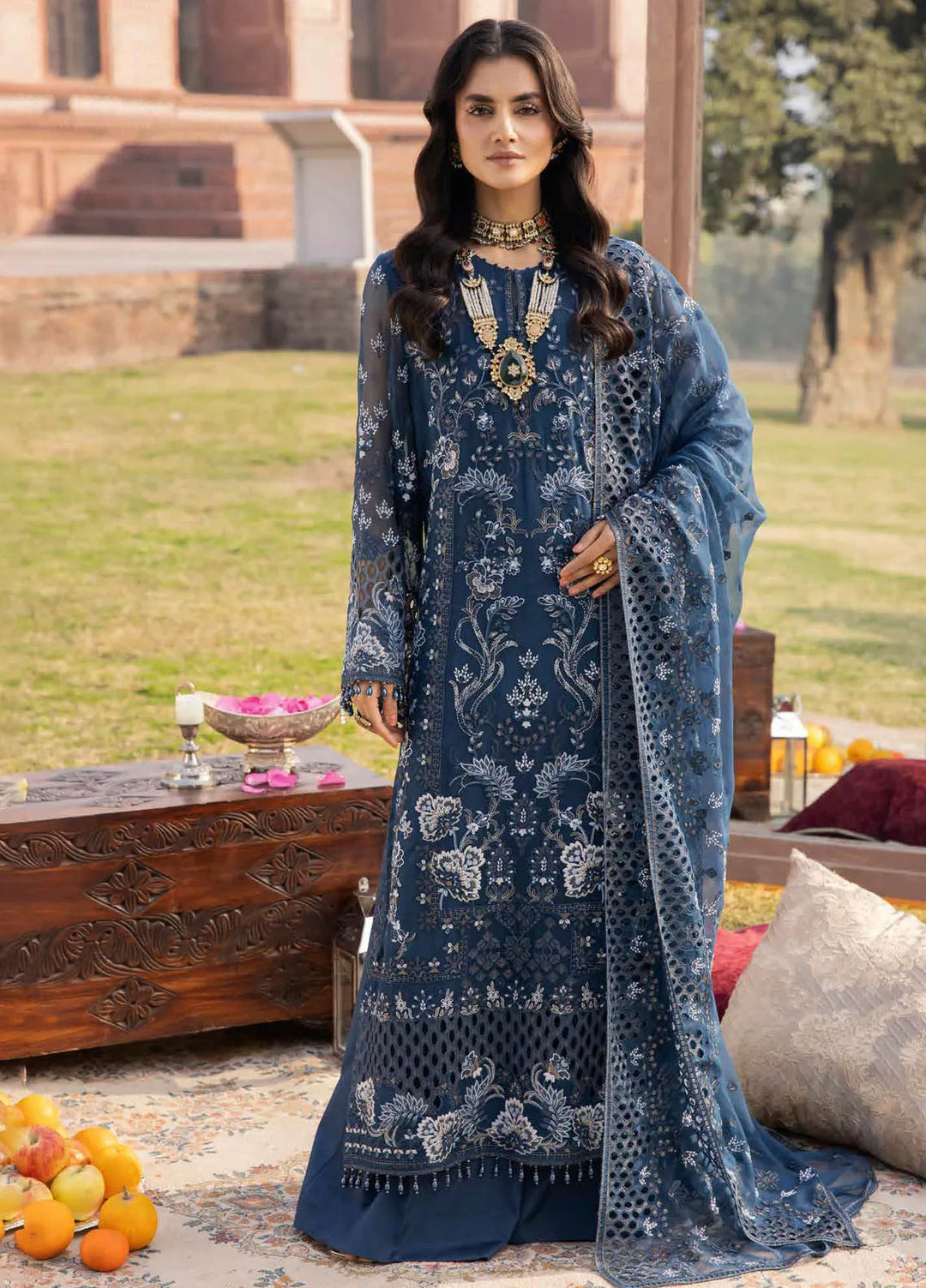 Lavish Premium Embroidered Chiffon Suits Unstitched 3 Piece LVP25UL D-03 Arnesic - Formal Collection