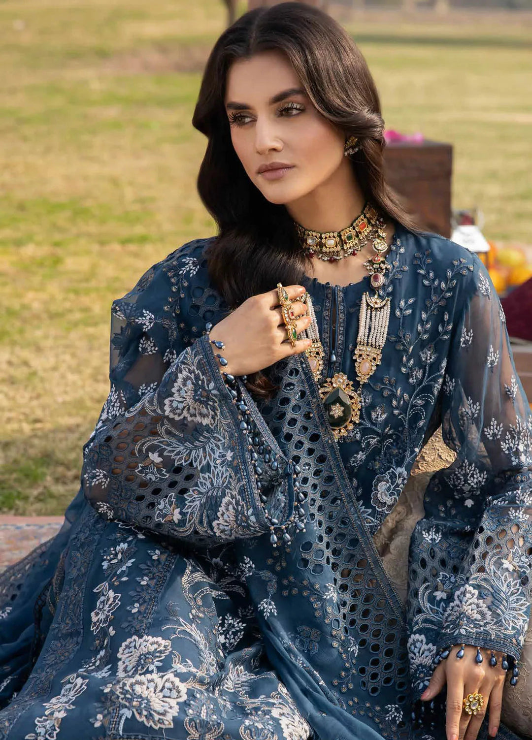 Lavish Premium Embroidered Chiffon Suits Unstitched 3 Piece LVP25UL D-03 Arnesic - Formal Collection
