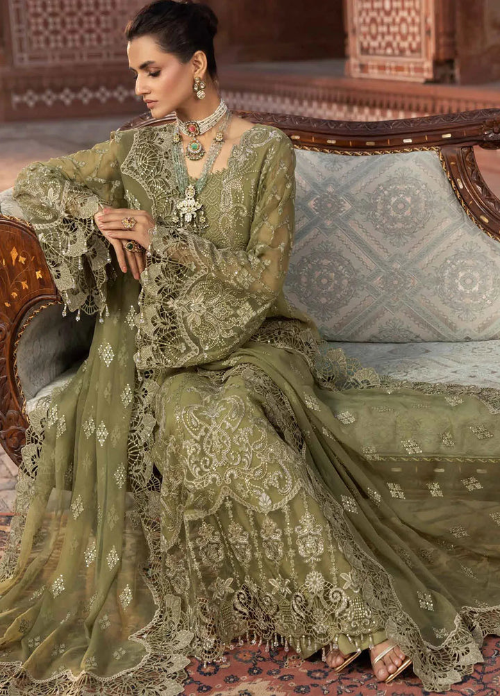 Lavish Premium Embroidered Chiffon Suits Unstitched 3 Piece LVP25UL D-07 Dark Tan - Formal Collection