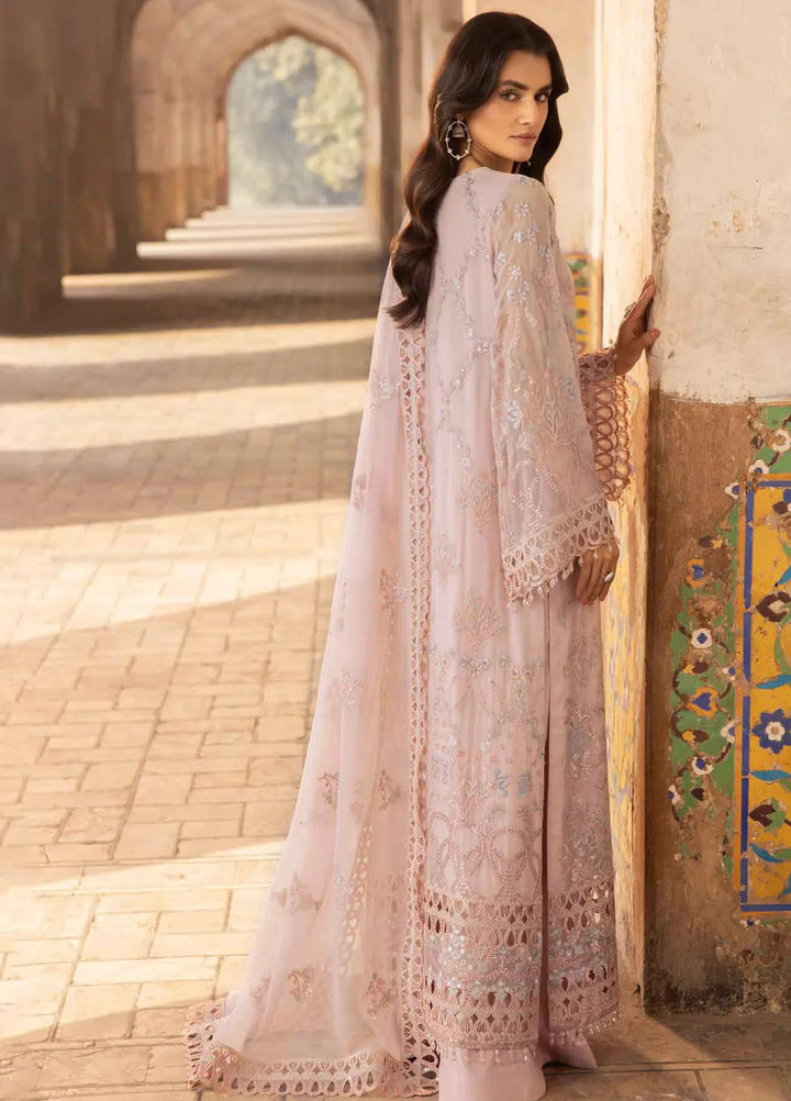 Lavish Premium Embroidered Chiffon Suits Unstitched 3 Piece LVP25UL D-08 Chilaen Pink - Formal Collection