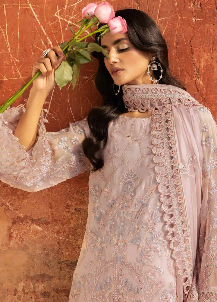 Lavish Premium Embroidered Chiffon Suits Unstitched 3 Piece LVP25UL D-08 Chilaen Pink - Formal Collection