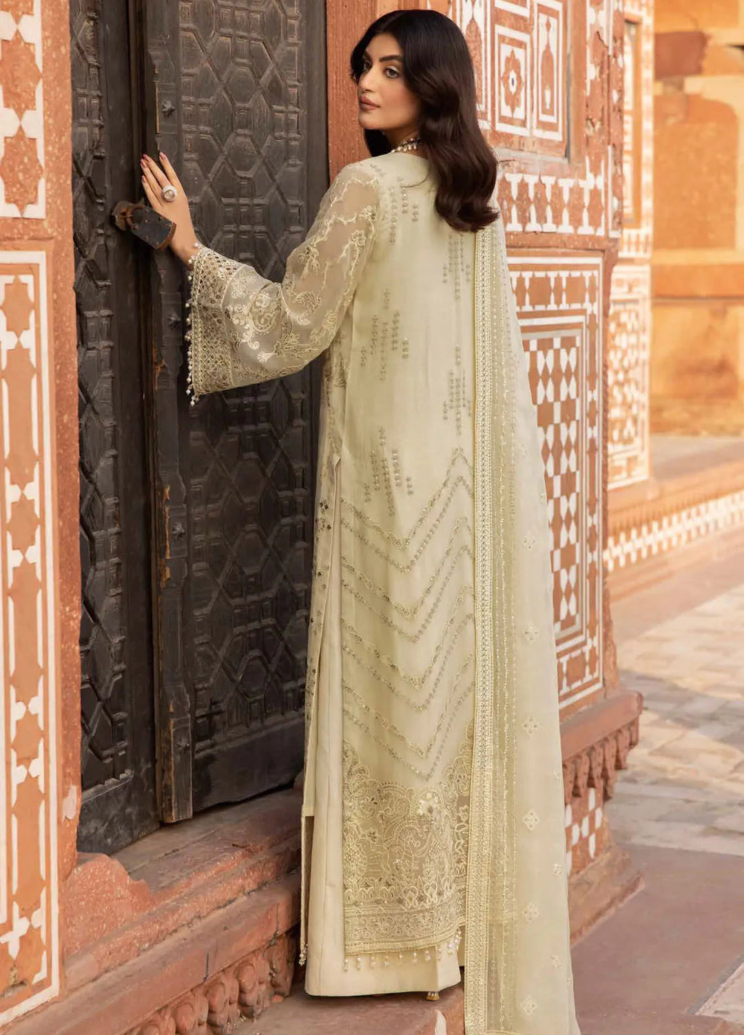 Lavish Premium Embroidered Chiffon Suits Unstitched 3 Piece LVP25UL D-09 Sandy Beach - Formal Collection