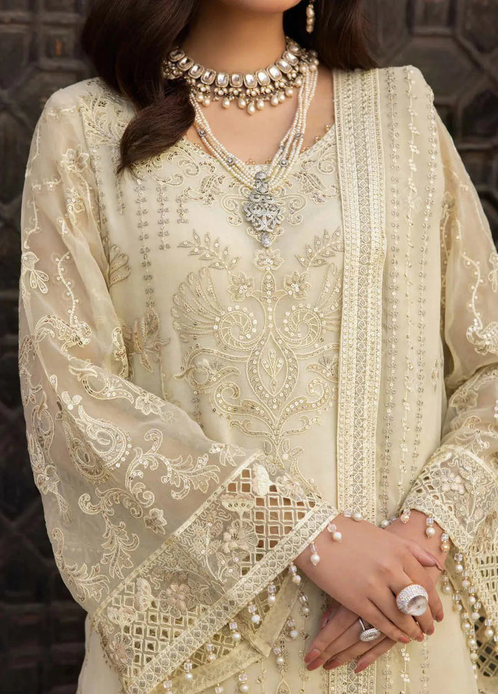 Lavish Premium Embroidered Chiffon Suits Unstitched 3 Piece LVP25UL D-09 Sandy Beach - Formal Collection