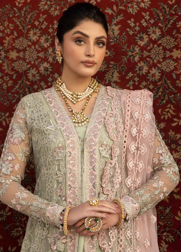 Lavish Premium Embroidered Net Suits Unstitched 3 Piece LVP25UL D-02 Moon Mist - Formal Collection