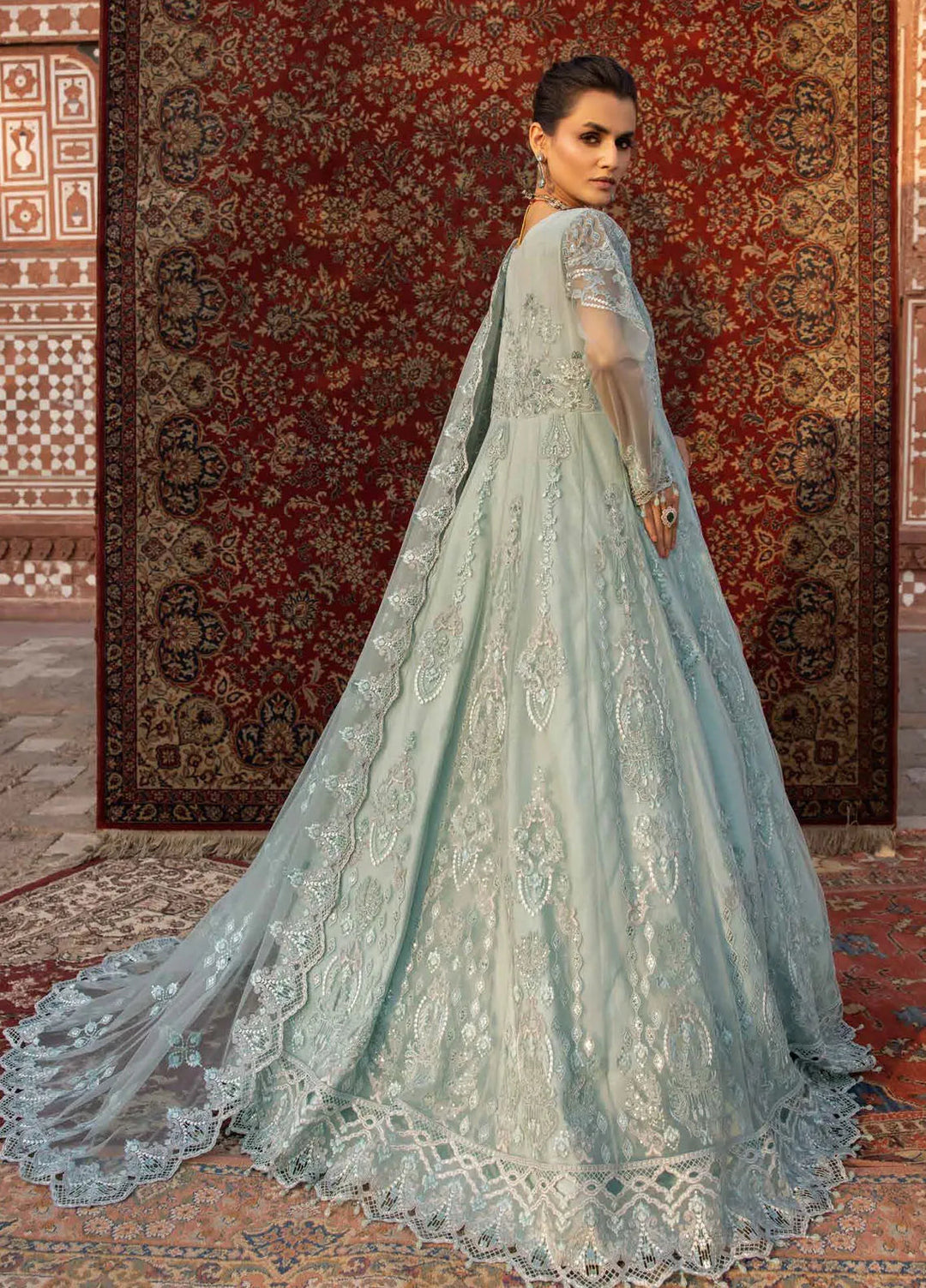 Lavish Premium Embroidered Organza Suits Unstitched 3 Piece LVP25UL D-01 Coriander - Formal Collection