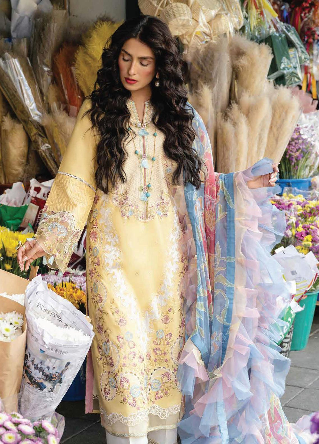 Lawana by Mushq Embroidered Lawn Suits Unstitched 3 Piece MQ23L MSL-23-12 Rada - Spring / Summer Collection