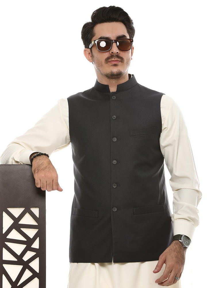 Lawrencepur Poly Viscose Plain Waistcoats for Men -  2240-22508-020-0-003 Grey