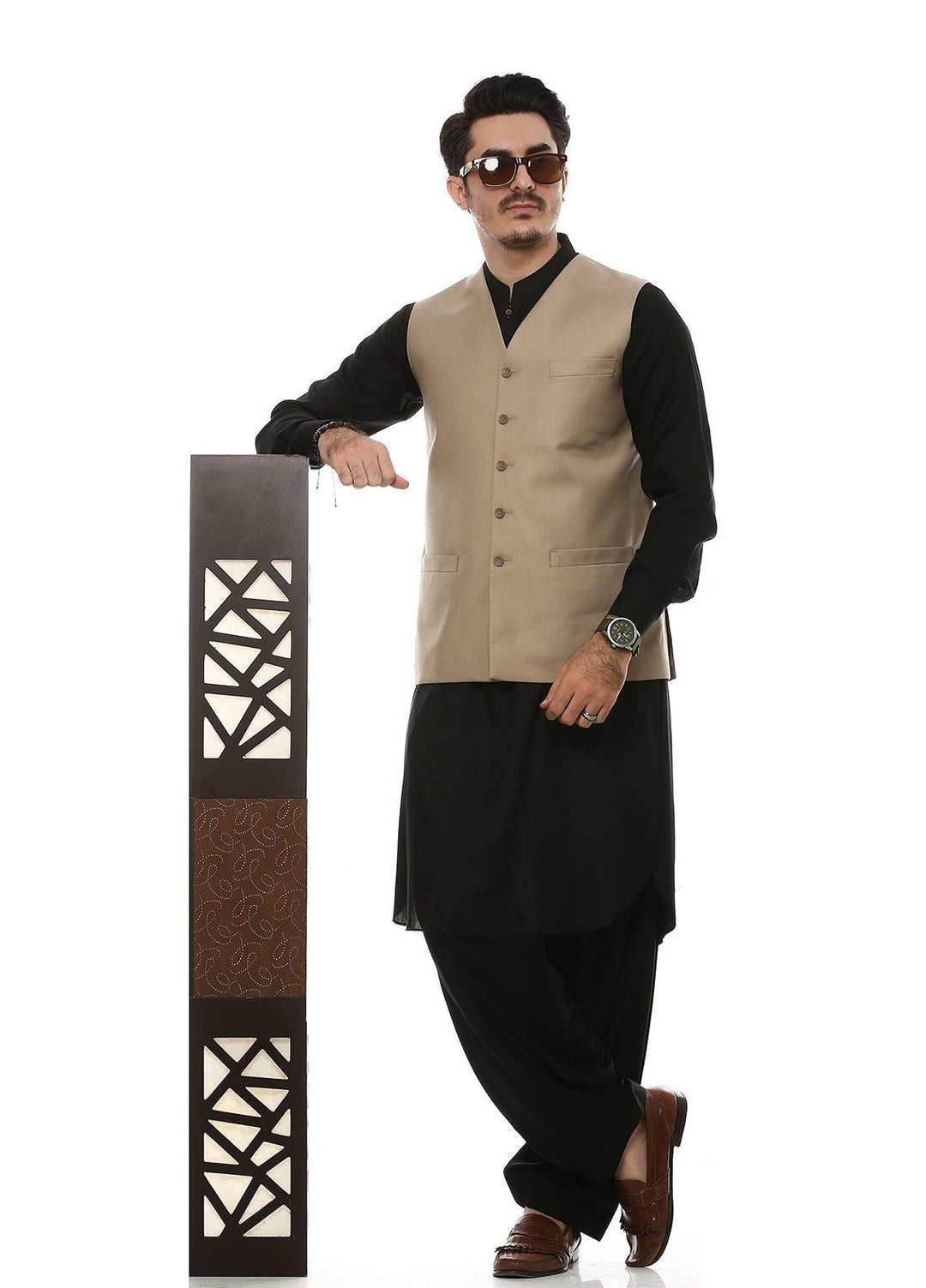 Lawrencepur Poly Viscose Plain Men Waistcoats -  2240-22508-040-0-004 Brown