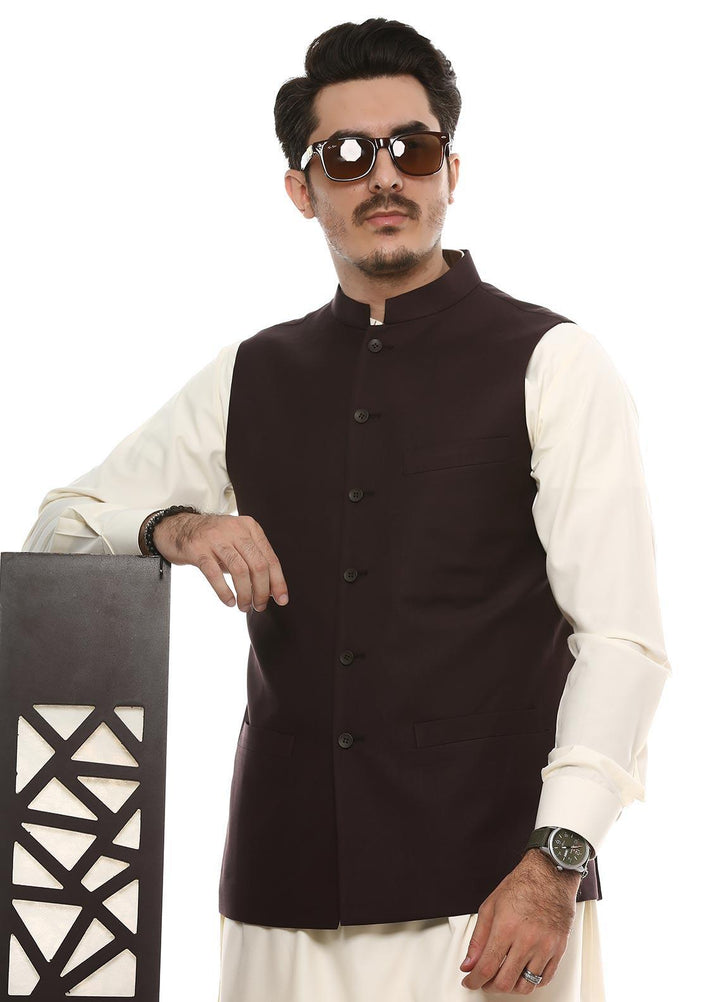 Lawrencepur Poly Viscose Plain Men Waistcoats -  2240-22508-070-0-001 Maroon