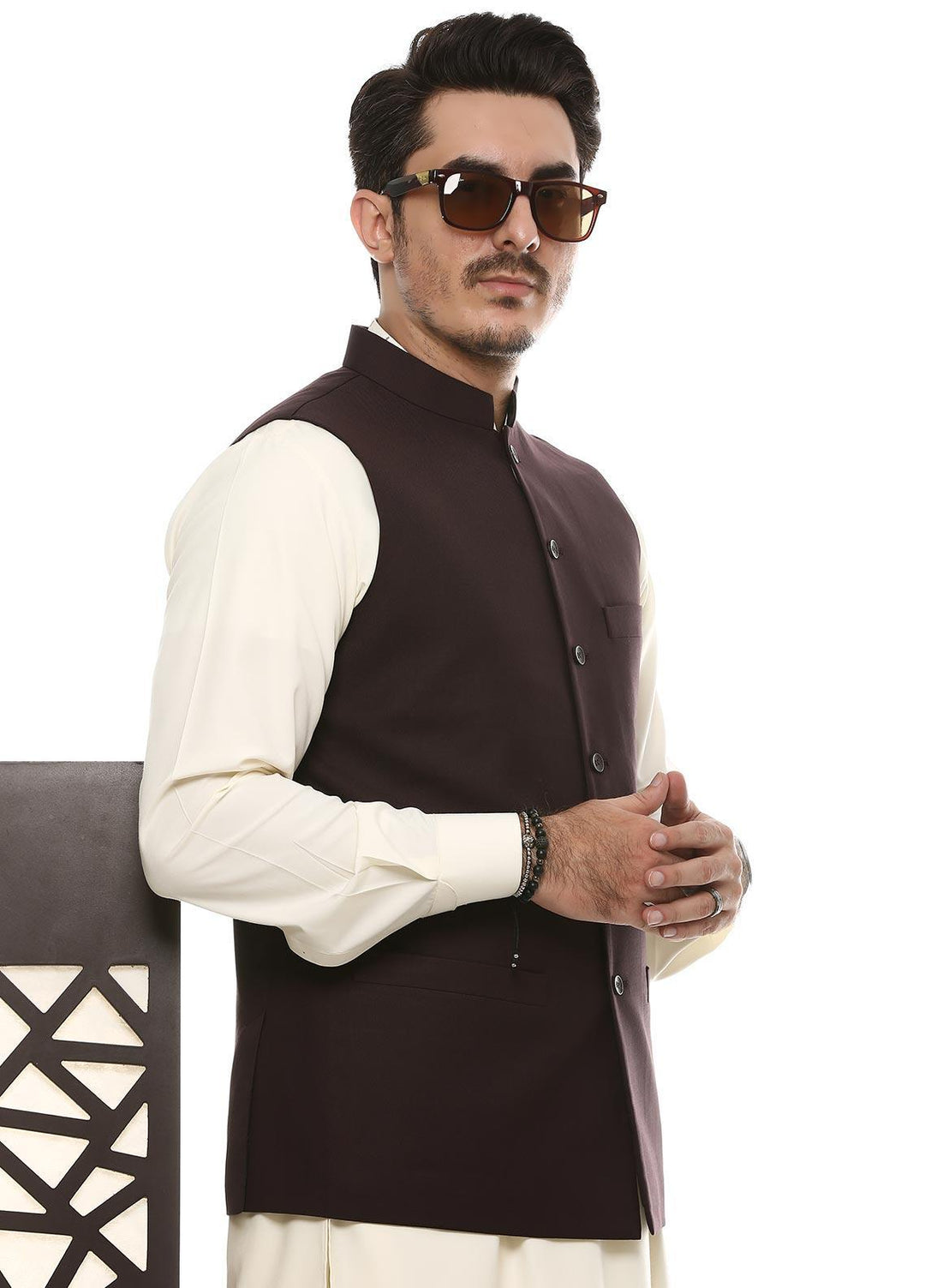 Lawrencepur Poly Viscose Plain Men Waistcoats -  2240-22508-070-0-001 Maroon