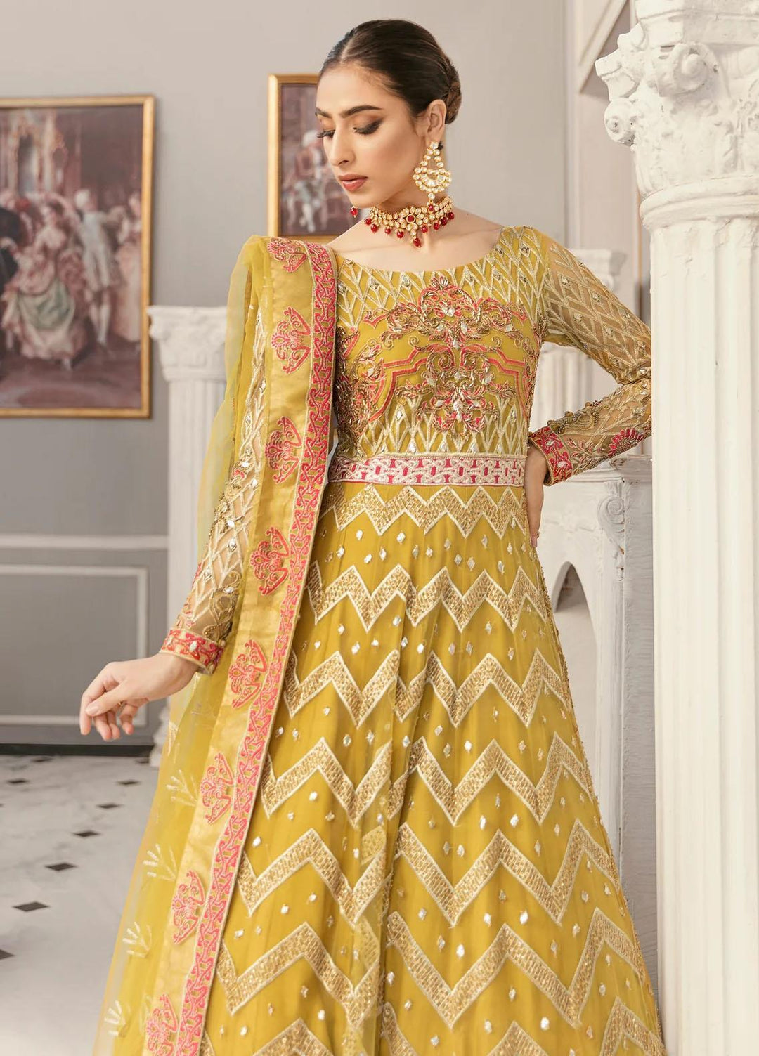 Layali Formals By Akbar Aslam Embroidered Net Suits Unstitched 3 Piece  Yarrow - Luxury Collection